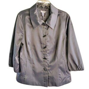 Chico's Pamila Shining Chic Silver Jacket Chico's Size 2 Elegant 3/4 Sleeve NWT